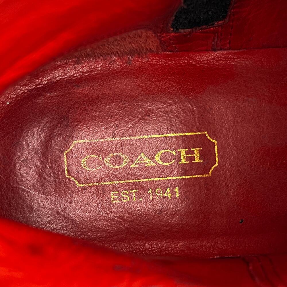Coach Leoda Ankle Boots Black 7.5 Nubuck Gold - Picture 14 of 14